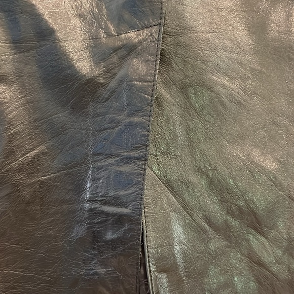 VGUC Rudsak black leather knee length pencil skirt with front vent - Picture 3 of 9